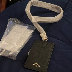 Coach Black and Gold Card Holder Lanyard